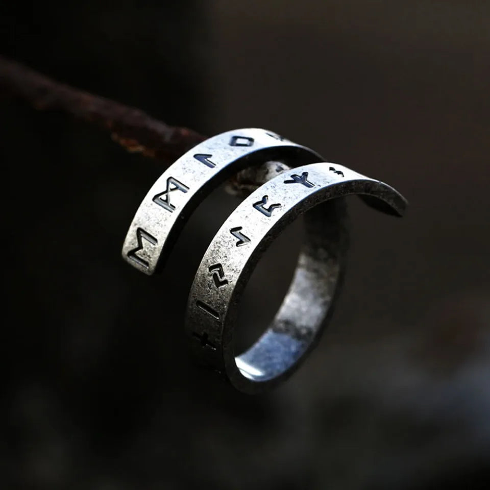 Simple Creative Design Viking Rune Ring For Men Women Stainless Steel Punk Biker Opening Rings Fashion Vintage Jewelry