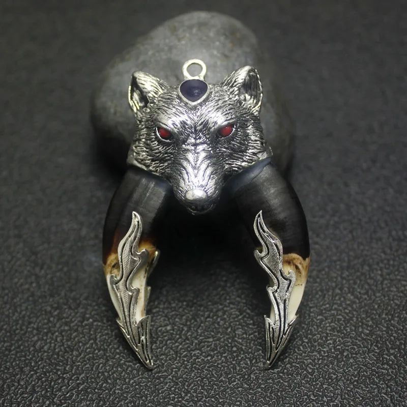 Punk Fashion Brave Men Wolf Gog Teeth Spike Pendant Necklace Women Men Lucky Jewelry Classic Fang Tooth Amulet Pendant Necklace