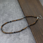Classic 6mm Natural Stone Beaded Necklace Men 20 Inches Howlite Tiger Eyes Beads Short Collar Jewelry Office Leisure Joias Gift