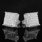 Fashion Women Men Stud Earrings Classic Square Shaped Ear Stud Piercing Sparkling Cubic Zircon Temperament Jewelry