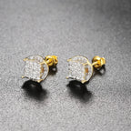 Iced Out Thread Stud Earrings — Gold