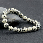 Fashion 4/6/8mm Stone Beads Prayer Bracelets For Women Men Spotted Stone Dalmatian Bead Bangle Yoga Healing Friend