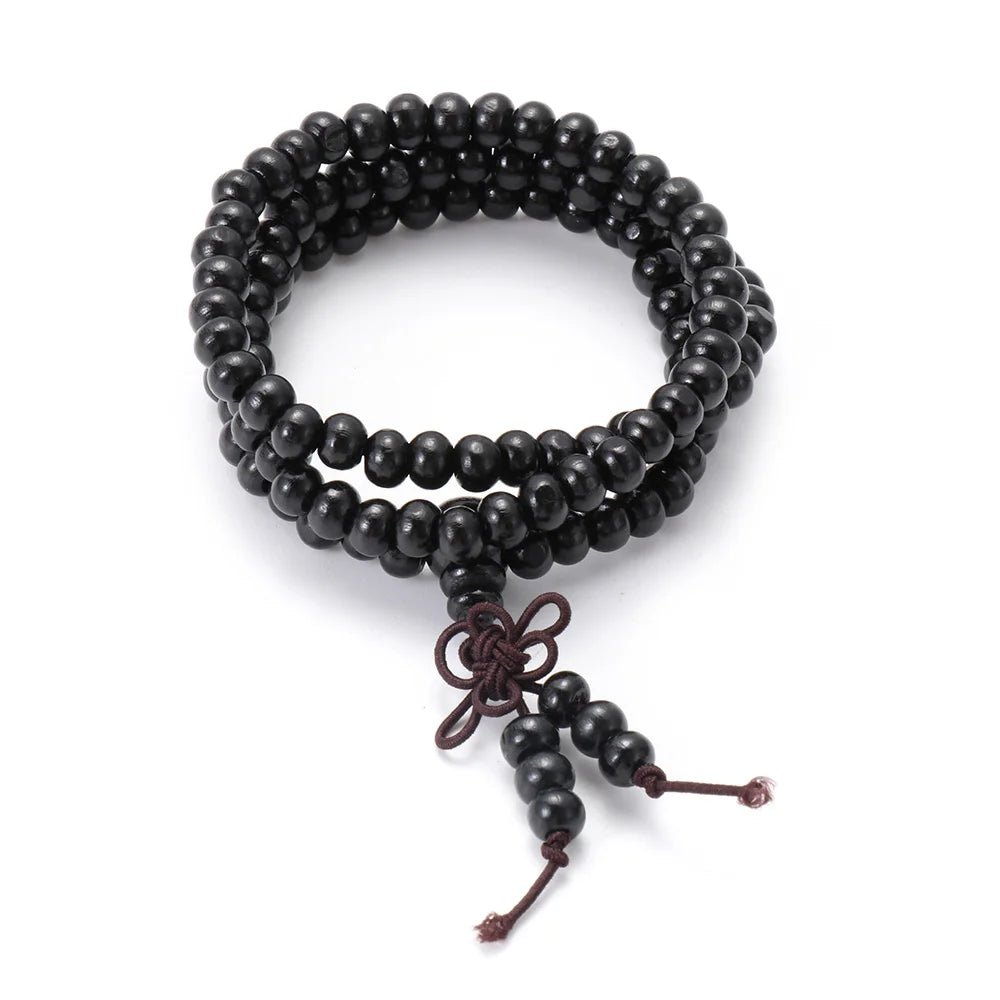 1Pc Wood Bead New Buddha Bracelet Buddhist Bangle Prayer Beads Copper Coin Women Men Lucky Religion Bracelets Charm