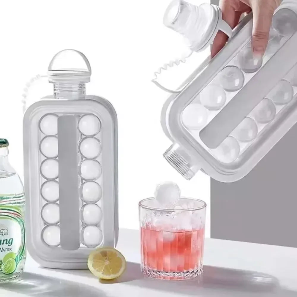 Portable 2-in-1 Folding Ice Maker Water Bottle Creative Ice Cube Mold Kitchen Bar Gadgets Ice Hockey Lattice Making