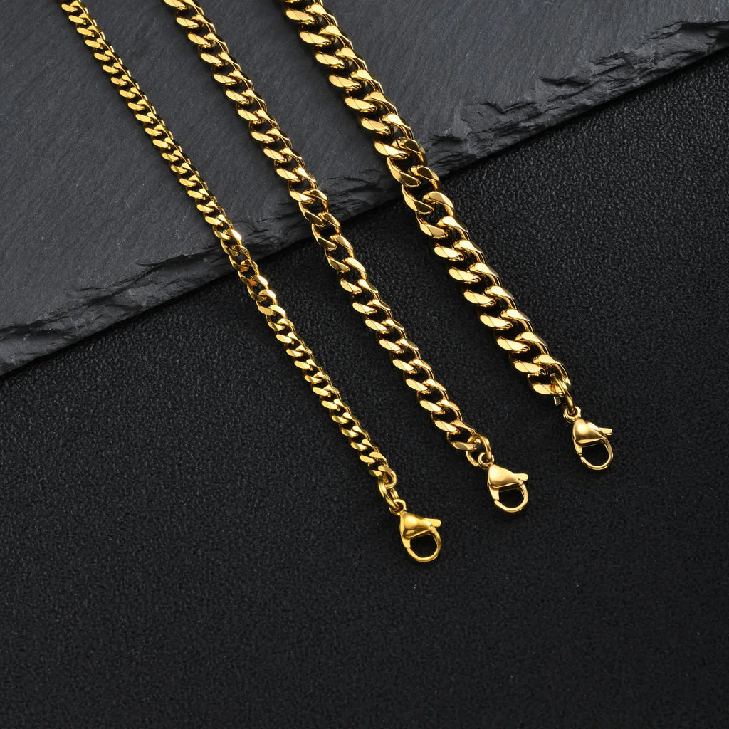 Classic Curb Chain Necklace for Men Women,3.5/5/7MM Stainless Steel Cuban Chain Chokers,Hip Hop Basic Chain Jewelry Gift