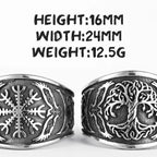 Viking Tree of Life Vegvisir Ring — Stainless Steel