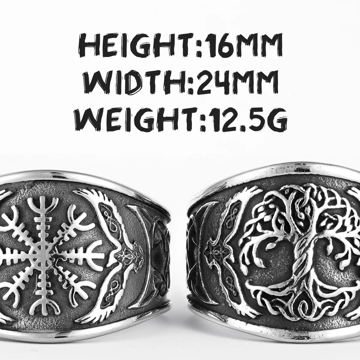 Viking Tree of Life Vegvisir Ring — Stainless Steel