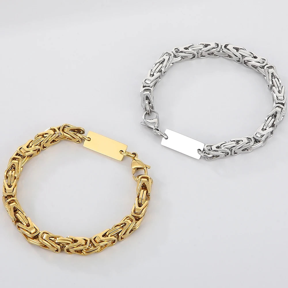 6MM Link Chain Bracelet Necklace Set for Man Waterproof Gold Color 50CM Long Stainless Steel Men's Necklace & Bracelets