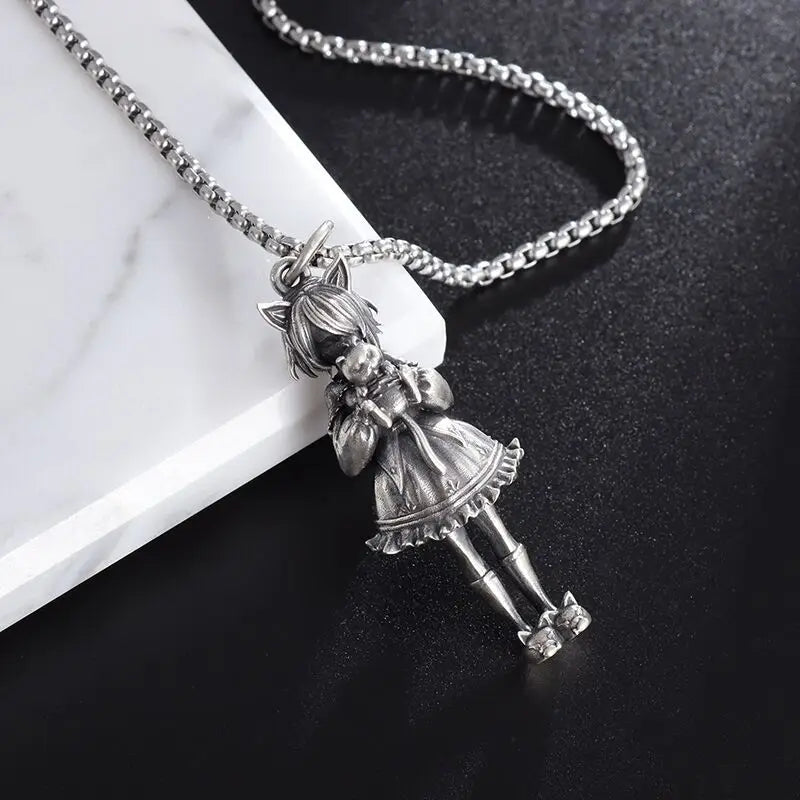 Gothic Succubus Pendant Necklace — Silver
