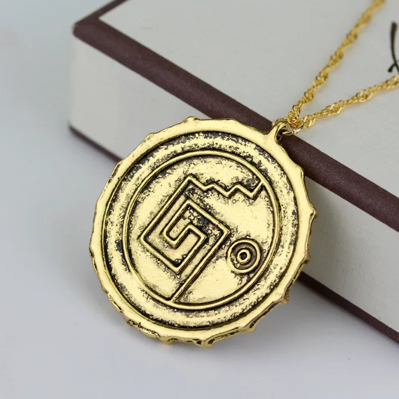 Skull Coin Medallion Pendant Necklace
