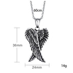 Angel Wing Cross Pendant Necklace — Zinc Alloy
