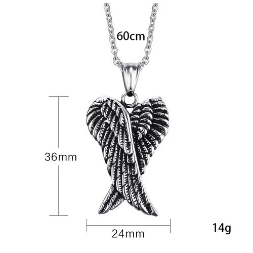 Angel Wing Cross Pendant Necklace — Zinc Alloy
