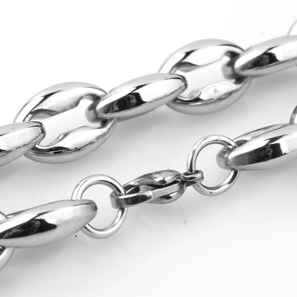 Silver Coffee Bean Link Chain — Stainless