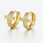 Cross Iced Out Earrings Stainless Steel CZ