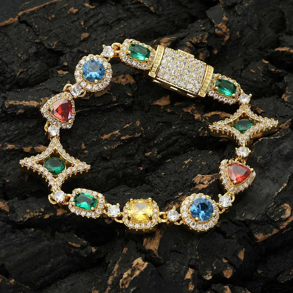 Iced Out CZ Colorful Bracelet Gold 18K