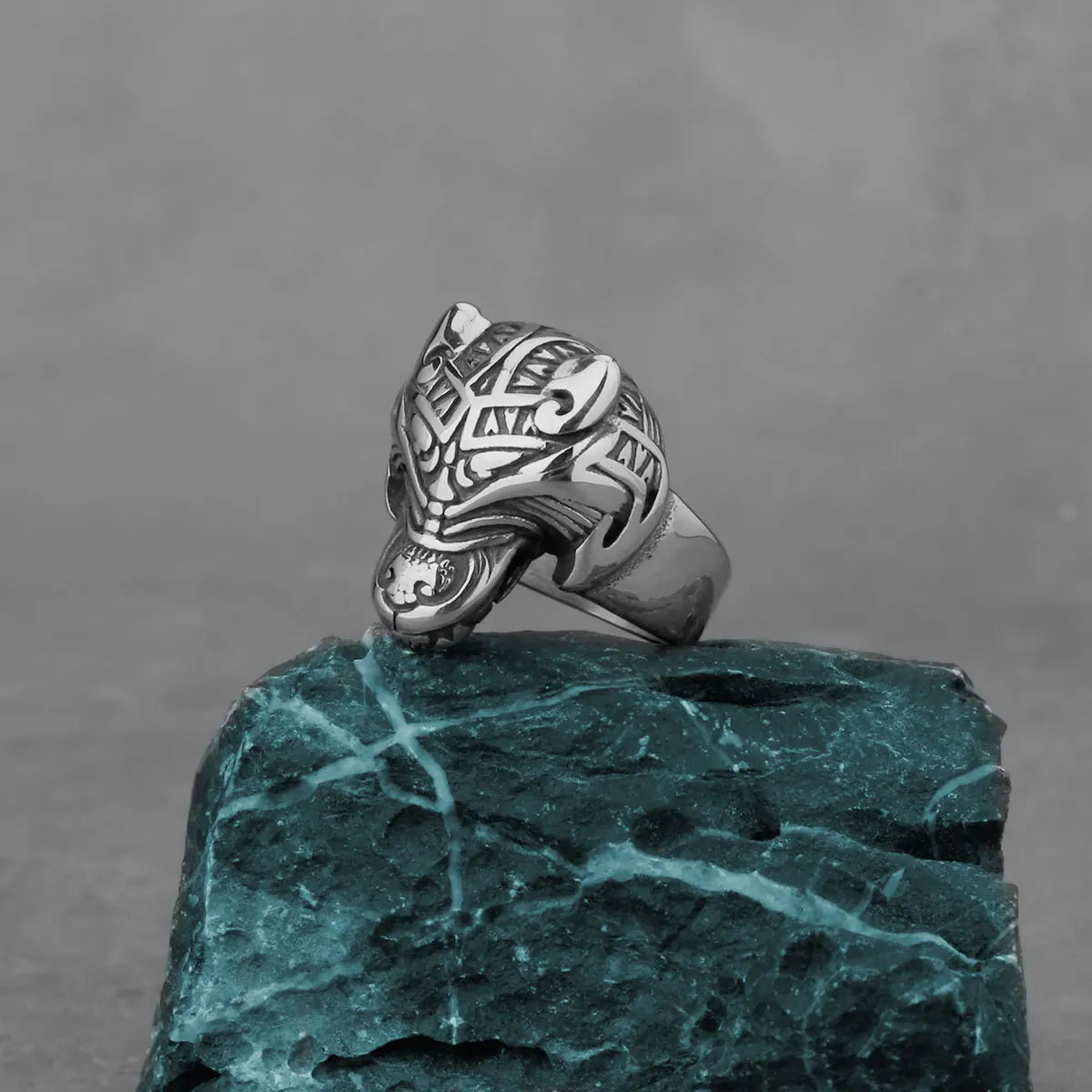 Viking Wolf Head Biker Ring — Stainless Steel
