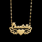 Custom Crown Heart Pendant Necklace — Stainless Steel