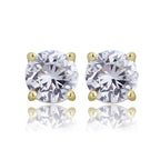 Iced Out Round Zircon Stud Earrings Stainless Steel