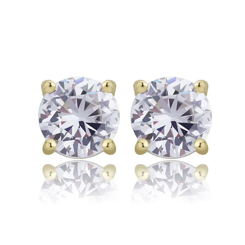 Iced Out Round Zircon Stud Earrings Stainless Steel