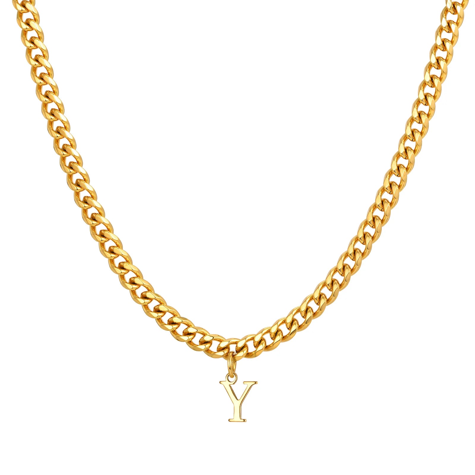Vnox Men's Thick 5mm Wide Chain 26 Letters Pendant Necklace Punk Hip Hop Gold Color Jewelry On Neck Boys Cool Wear