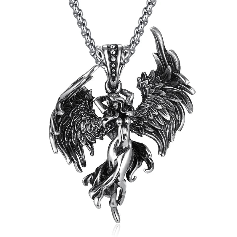 Fallen Angel Satan Stainless Steel Pendant Necklace