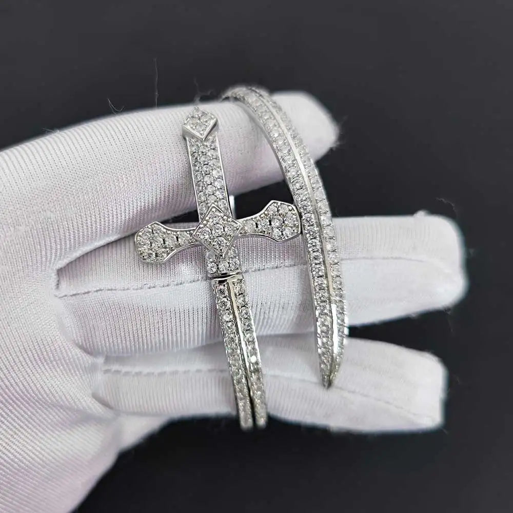 Iced Out Sword Bracelet Gold 18K