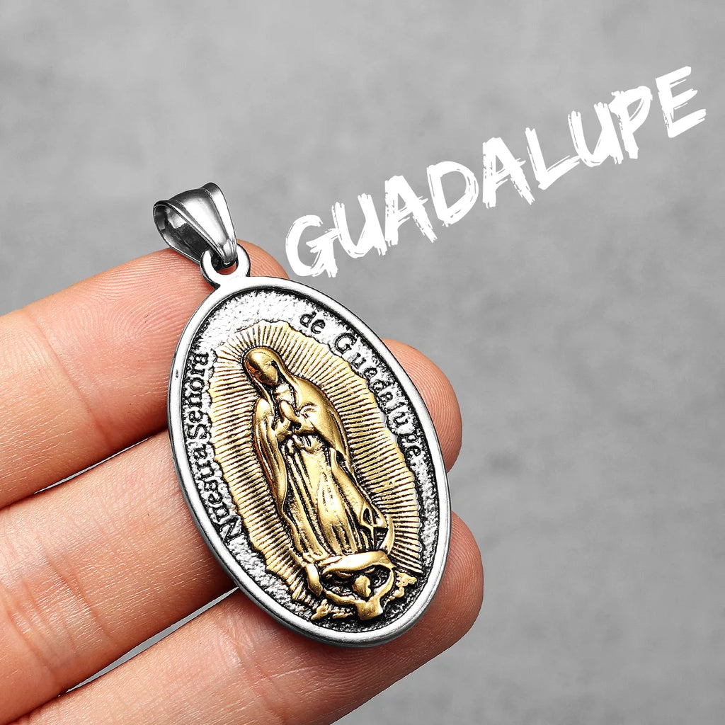 Guadalupe Pendant Necklace Stainless Steel Vintage