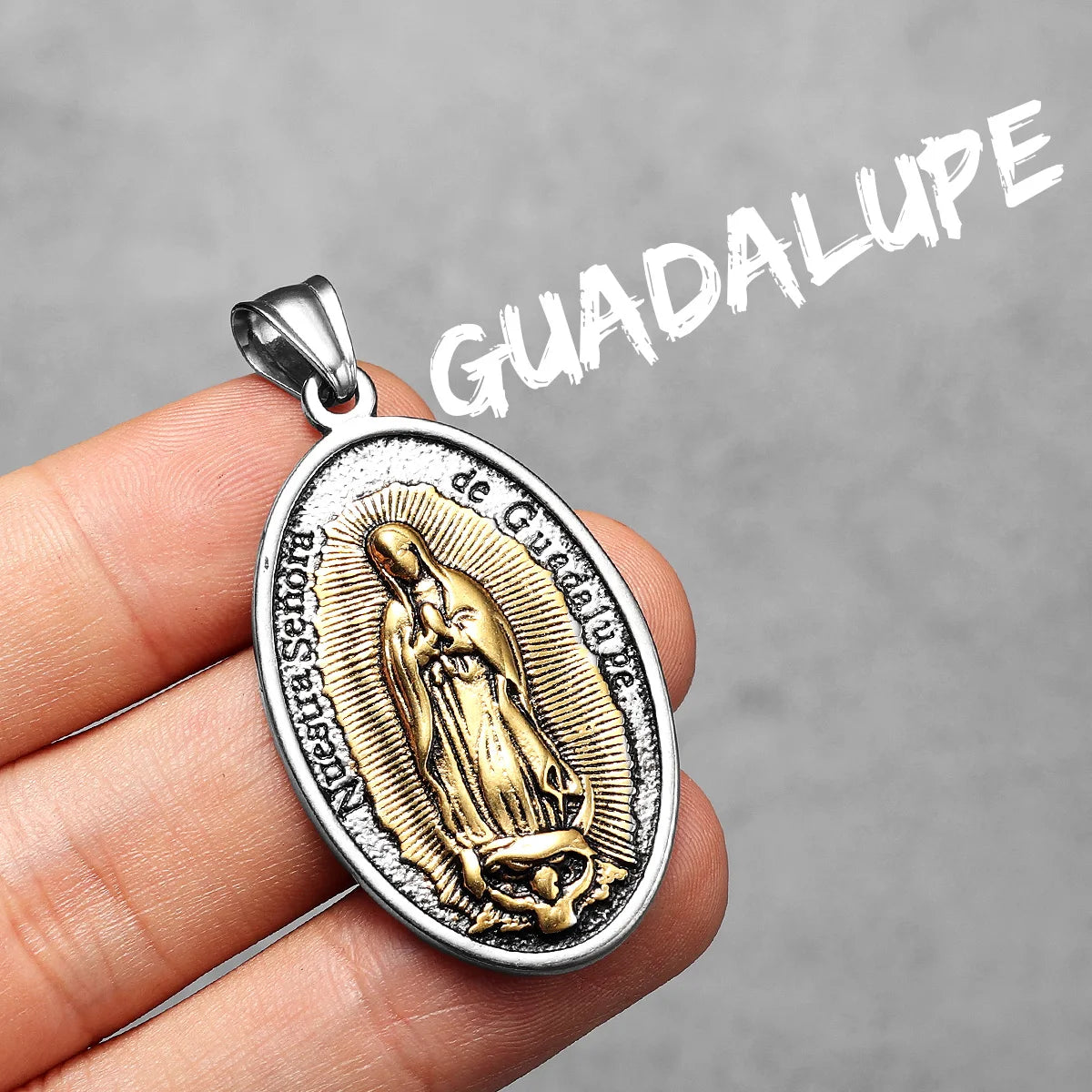 Guadalupe Pendant Necklace Stainless Steel Vintage