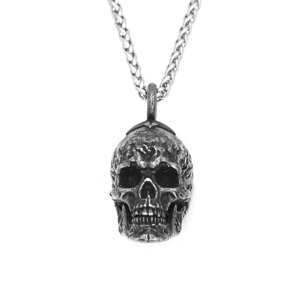 Gothic Skull Steel Pendant Vintage Dark Punk