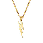 Punk Lightning Pendant Necklace for Men Boys,Waterproof Stainless Steel Pendant Necklace,Hip Hop Trendy Jewelry Gifts