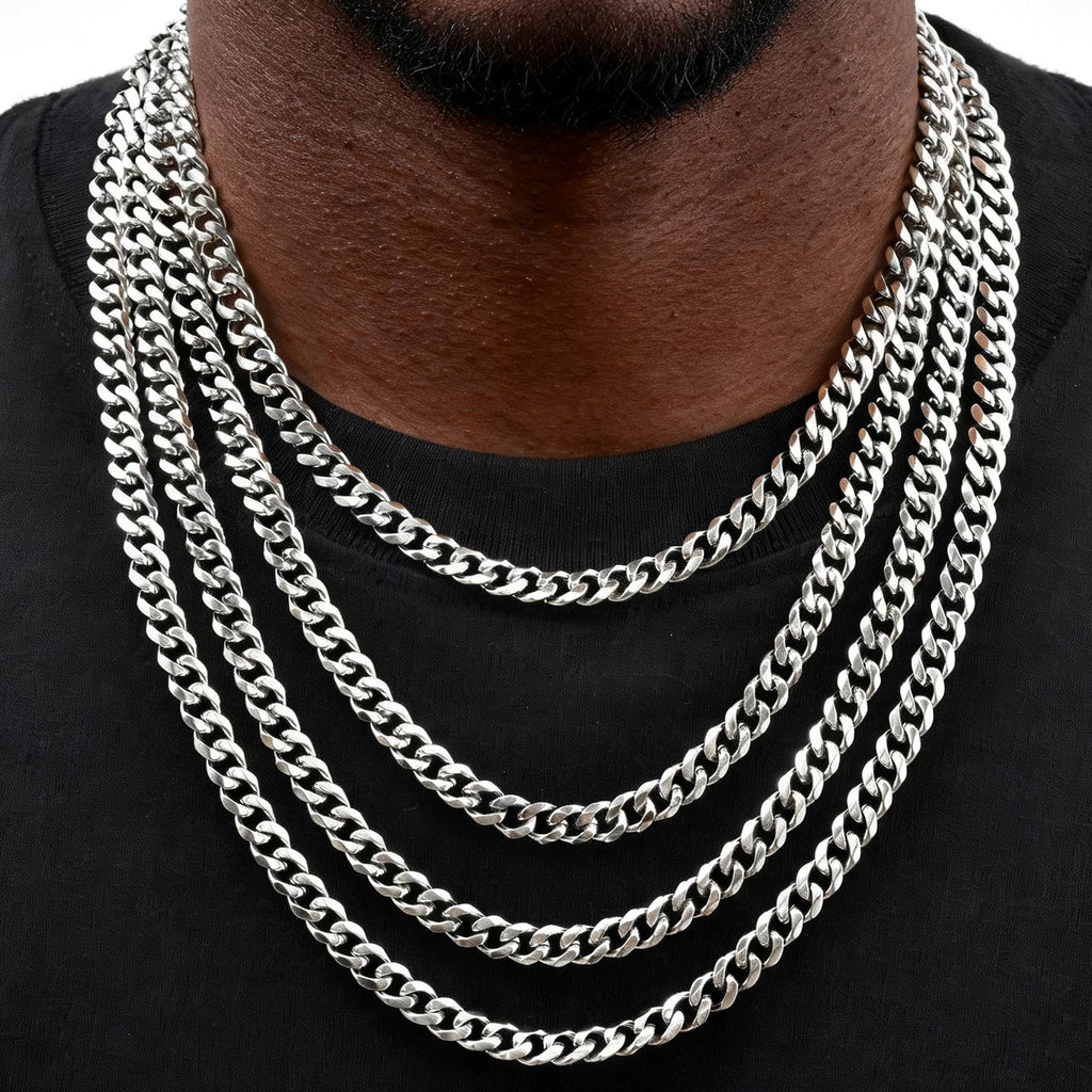Vintage Cuban Chain Necklace for Men Women,3/5/7mm Stainless Steel Curb Link Chain Chokers,Casual Basic Punk Jewelry