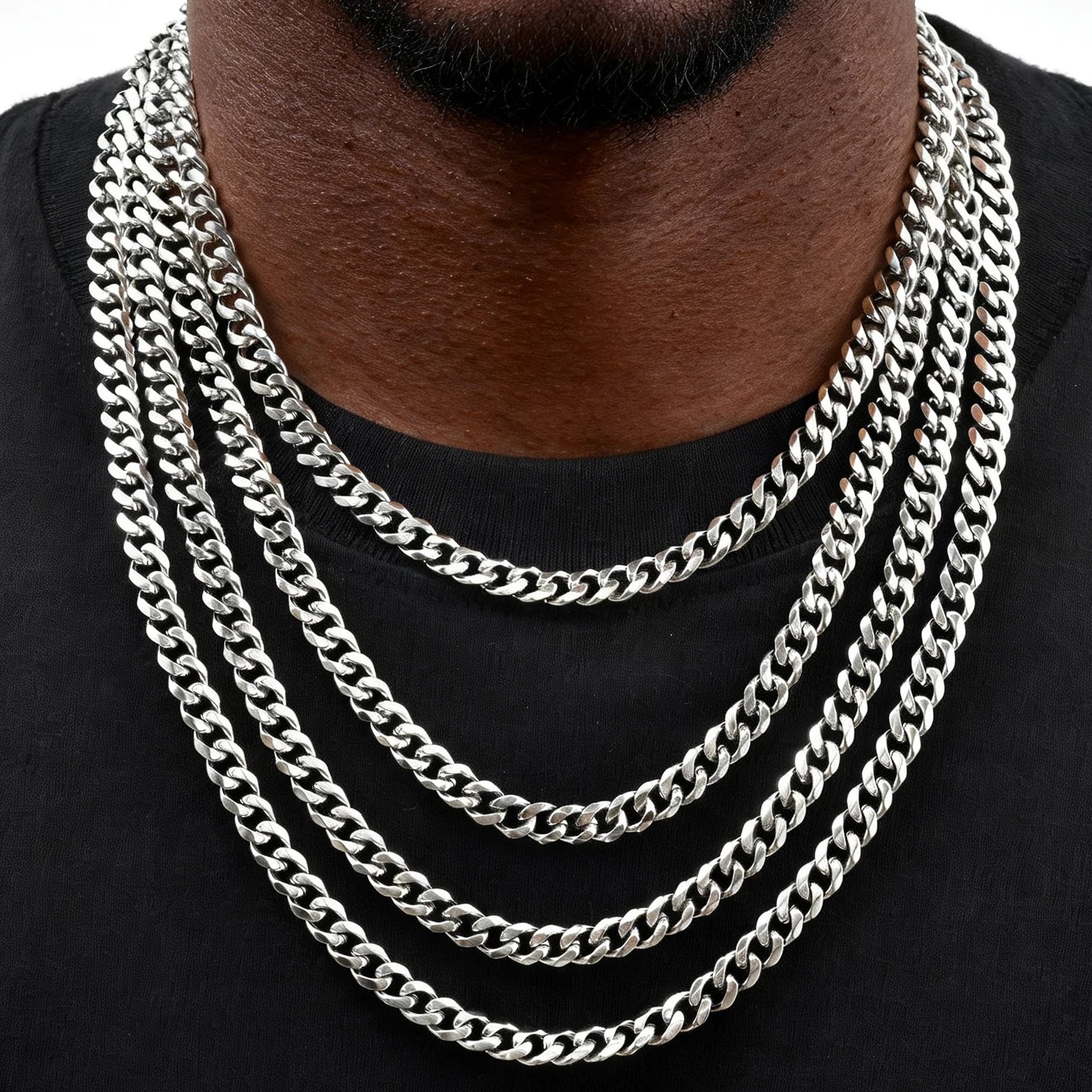 Vintage Cuban Chain Necklace for Men Women,3/5/7mm Stainless Steel Curb Link Chain Chokers,Casual Basic Punk Jewelry