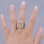 Vintage Viking Helm of Awe and Tree of Life Ring Men's Rune Statement Nordic Vikings Totem  Biker Ring Stainless Steel Jewelry