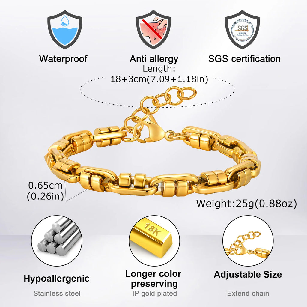 Gold Handmade Chain Bracelet — Stainless Steel