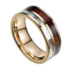 Fashion Men's Stainless Steel Rings 8mm Classical Black Blue Groove Beveled Edge Wedding Engagement Anniversary Jewelry