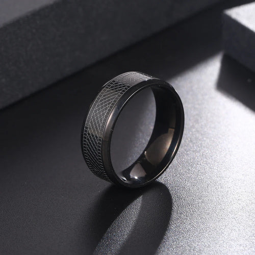 1Pcs European and American Punk Ring, Dark Plaid Snake Skin Texture Men's Ring, Trendy Hip-Hop Hand Accessory