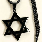 HNSP 316L Stainless Steel Star of David Pendant Necklace For Men Hexagram David Star Jewelry, Vintage Box Chain
