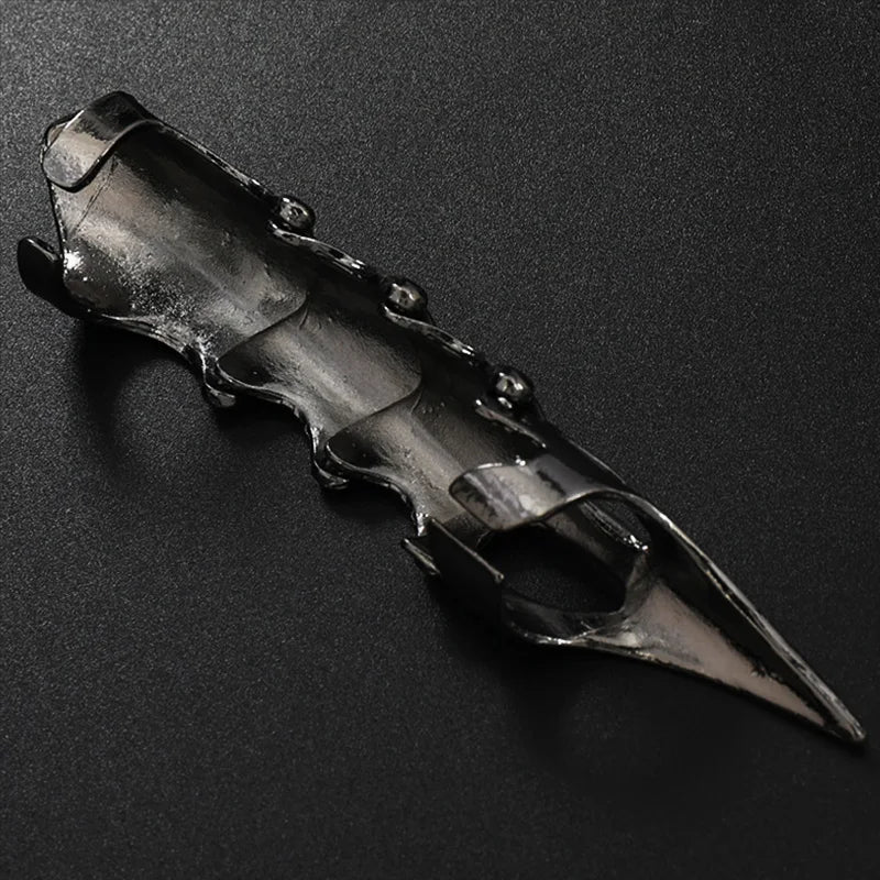 Armour Knuckle Full Finger Double loop Activity Ring For Men Punk Gothic Open Ring Jewelry Anime Cosplay Halloween Accessories