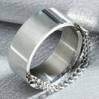 12mm Three Ring Turning Ring sliver Stainless Steel Ring Wings Of Liberty Flag Finger Rings For Men Women Jewelry Anime Fans