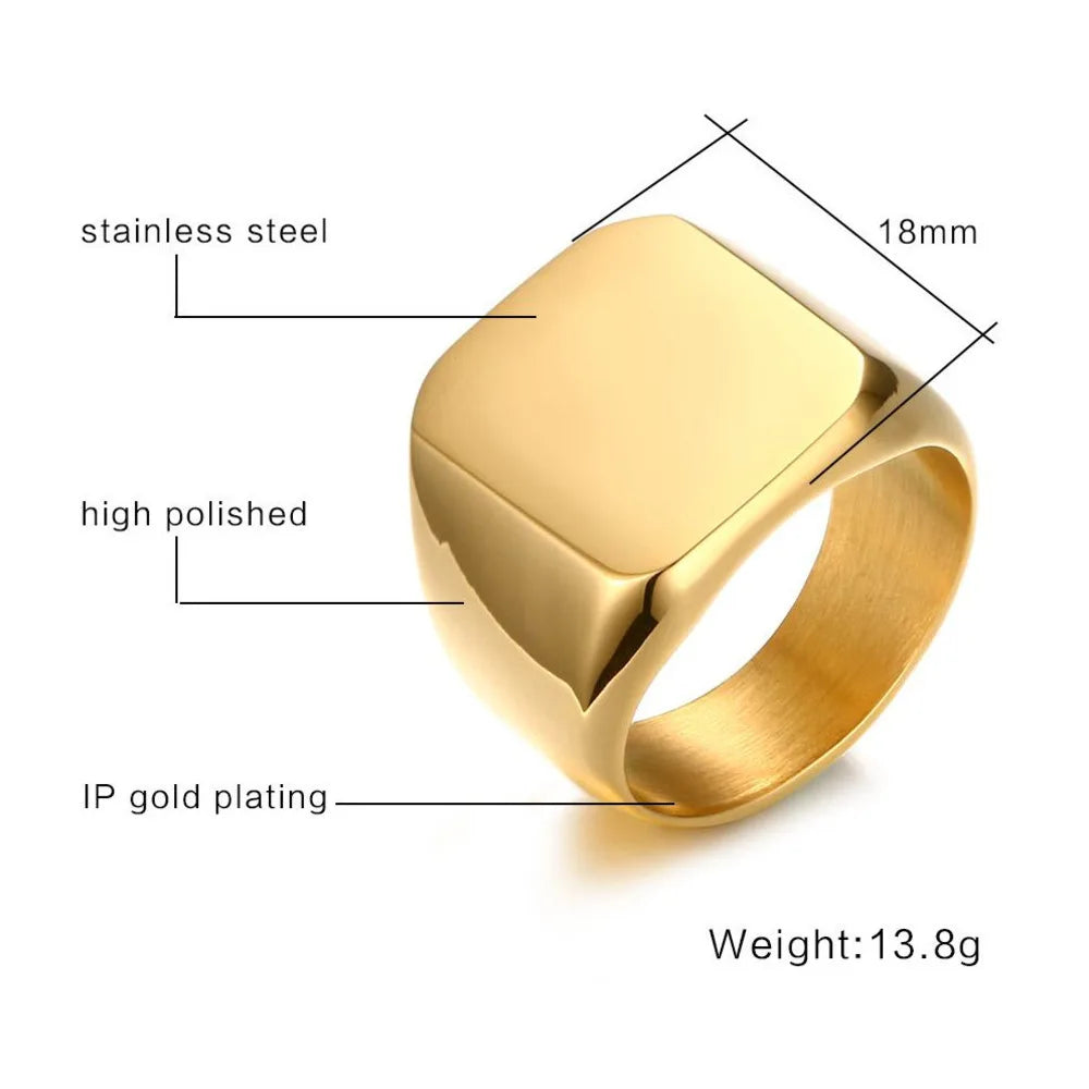 Black Stone Signet Ring — Gold
