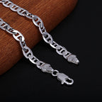 Silver-Tone 6MM Mariner Chain Necklace Bracelet Set