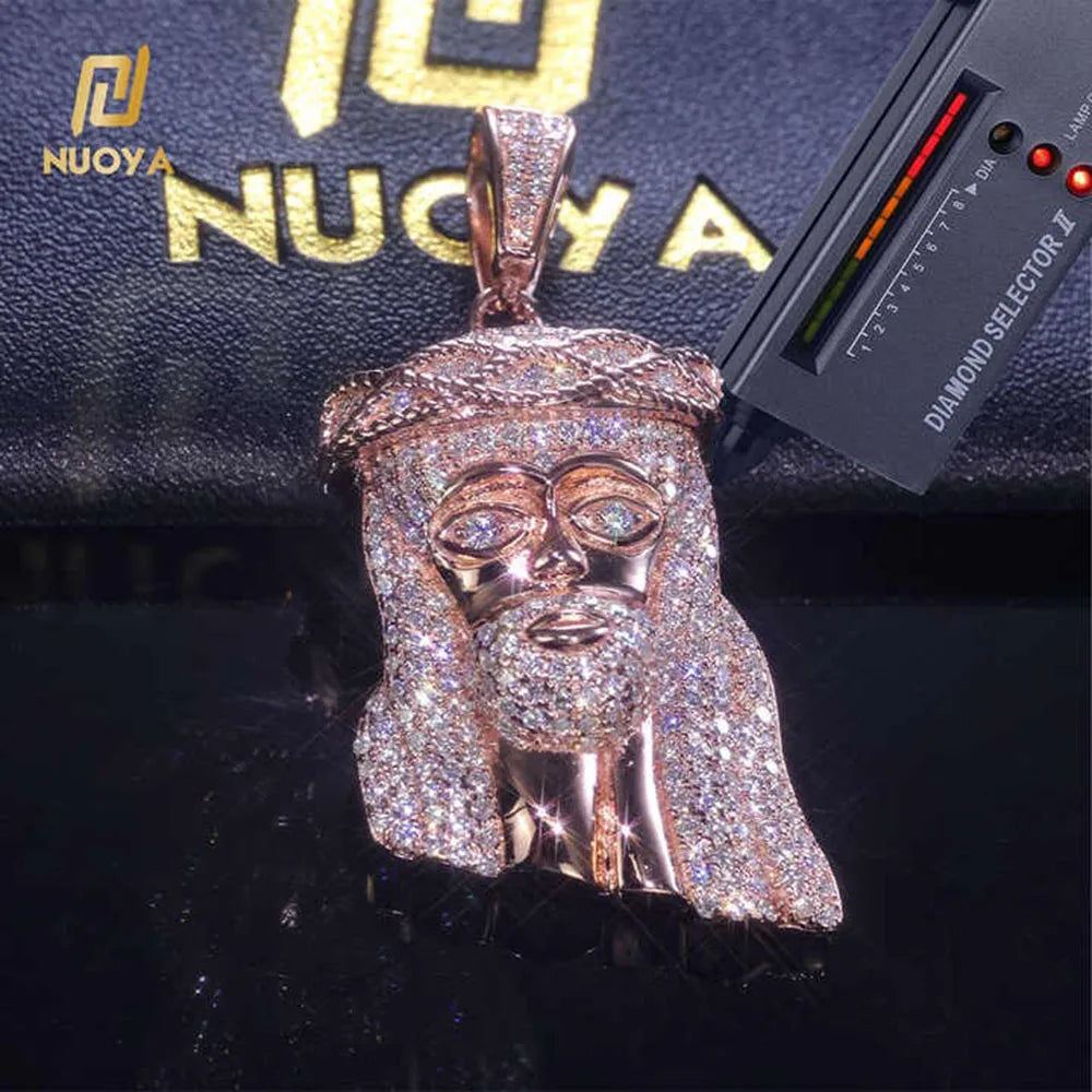 Rose Gold Jesus Head Pendant 925 Silver