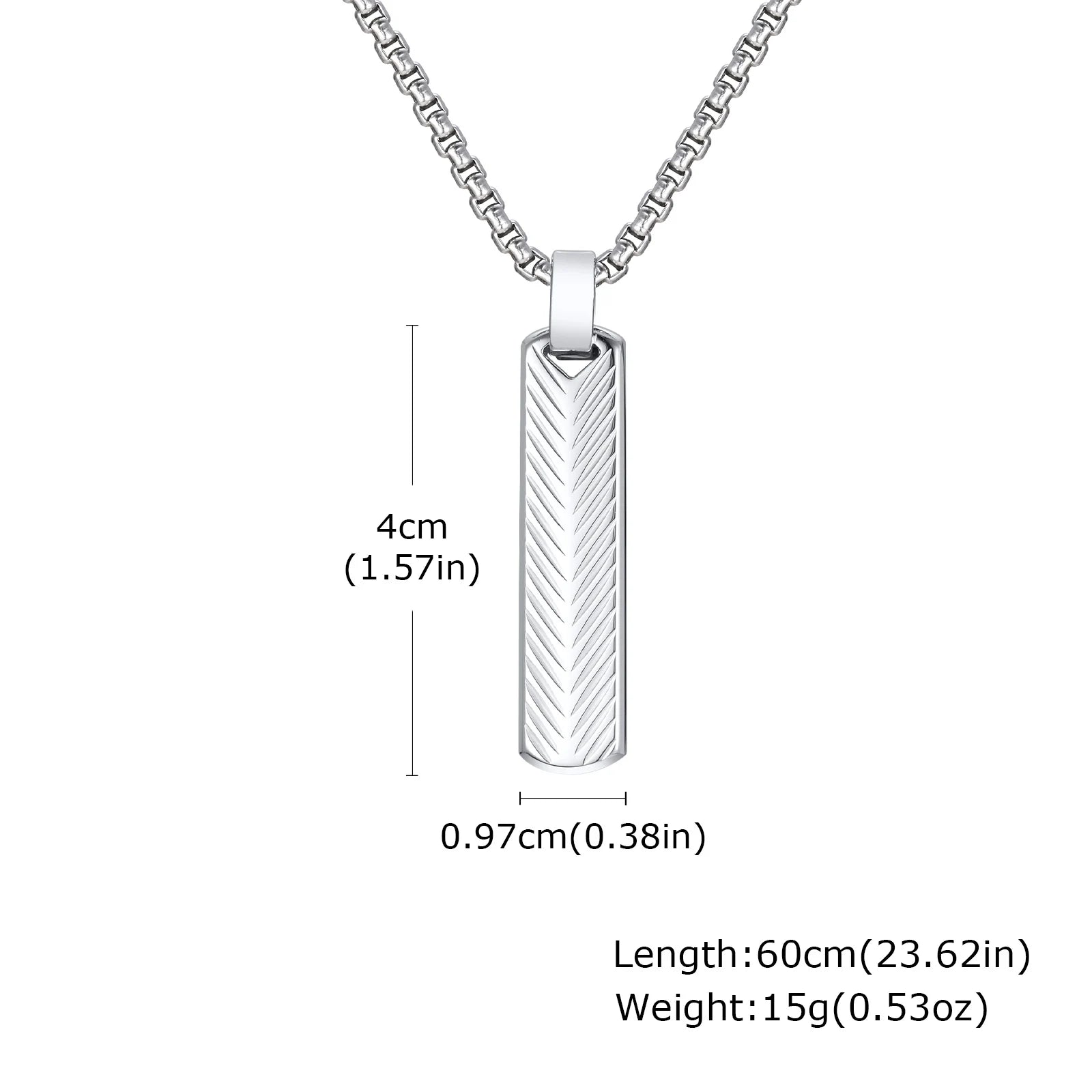 Sunburst Long Bar Pendant Necklace — Stainless Steel