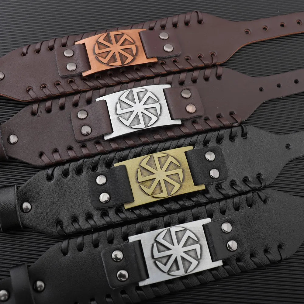 2025 Totem Design Nordic Lucky Compass Bracelet Viking Men's Bracelet New Trendy Fashion Leather Woven Accessories