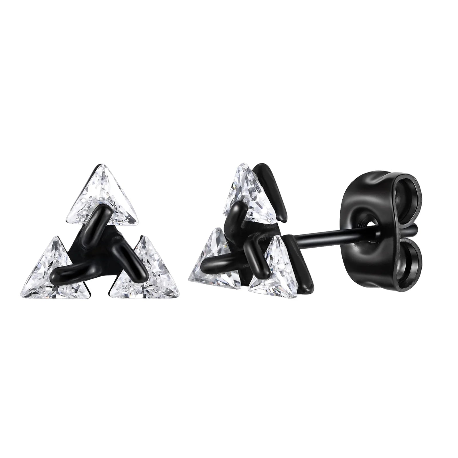 Minimal Triangle Zircon Stud Earrings — SS