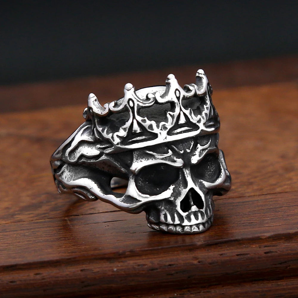 Fashion Punk Skull Rings Stainless Steel Simple Punisher Rings For Men Biker Unique Gothic Amulet Jewelry Gifts