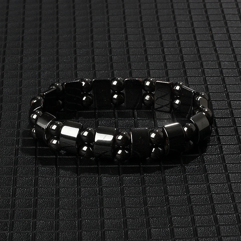 Hematite Therapy Stretch Bracelet — Mixed Metal