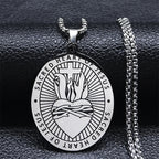 Christian Christ Eucharist Halo Grape Juice Cross Necklace Stainless Steel Men Women Catholic Holy Spirit Church Chain