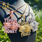 Aokaishen Iced Out Time is Money Necklace Pendant for Men Prong Setting Real Gold Plated Hip Hop Jewelry