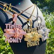 Gold Iced Out Time Is Money Pendant Necklace 5A CZ